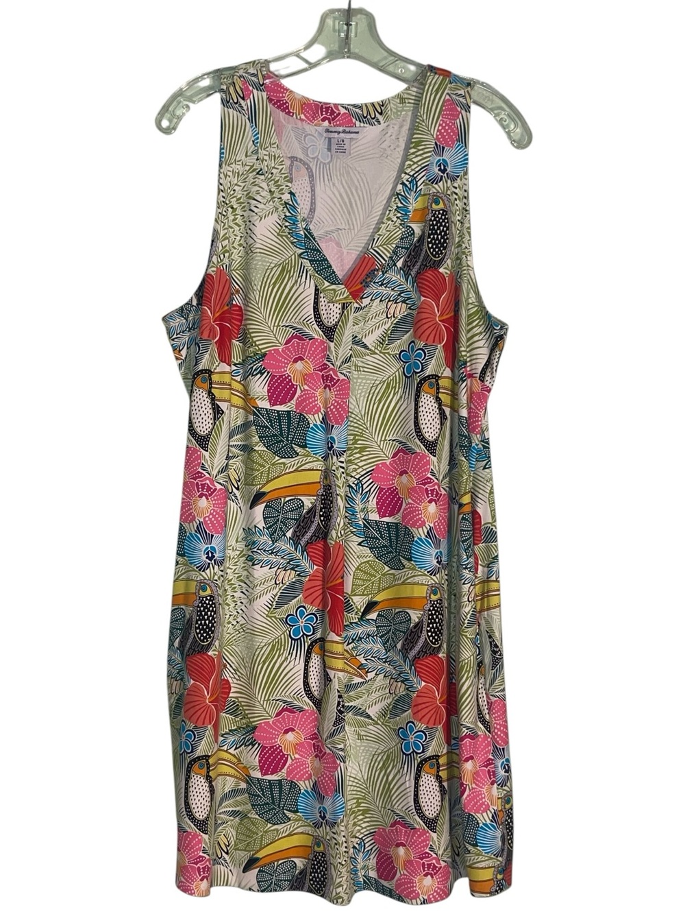 Tommy Bahama If one can Toucan silk tropical print dress. Size Large GUC - Picture 8 of 14
